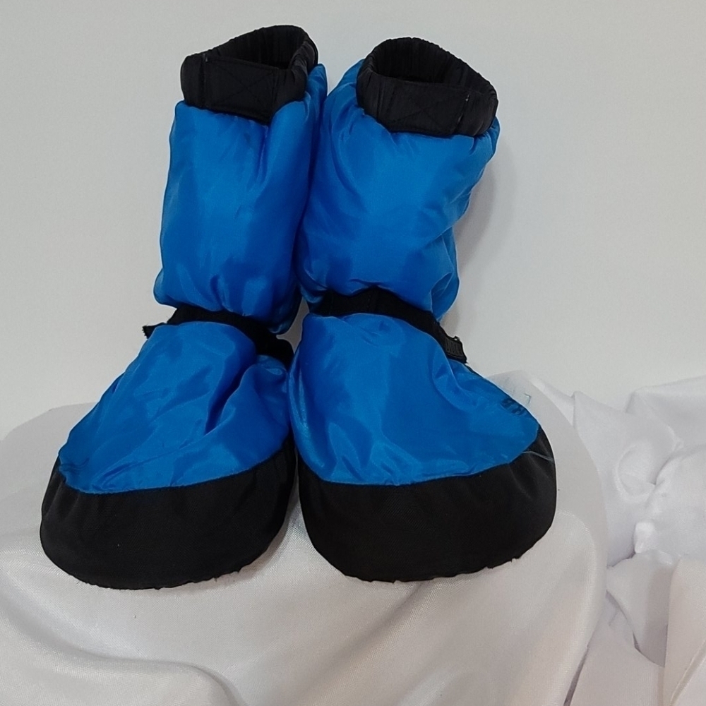 Linnia & Max Bloch Dancers Warm up Booties Blue/Black Hook&Loop Sz M GUC READ